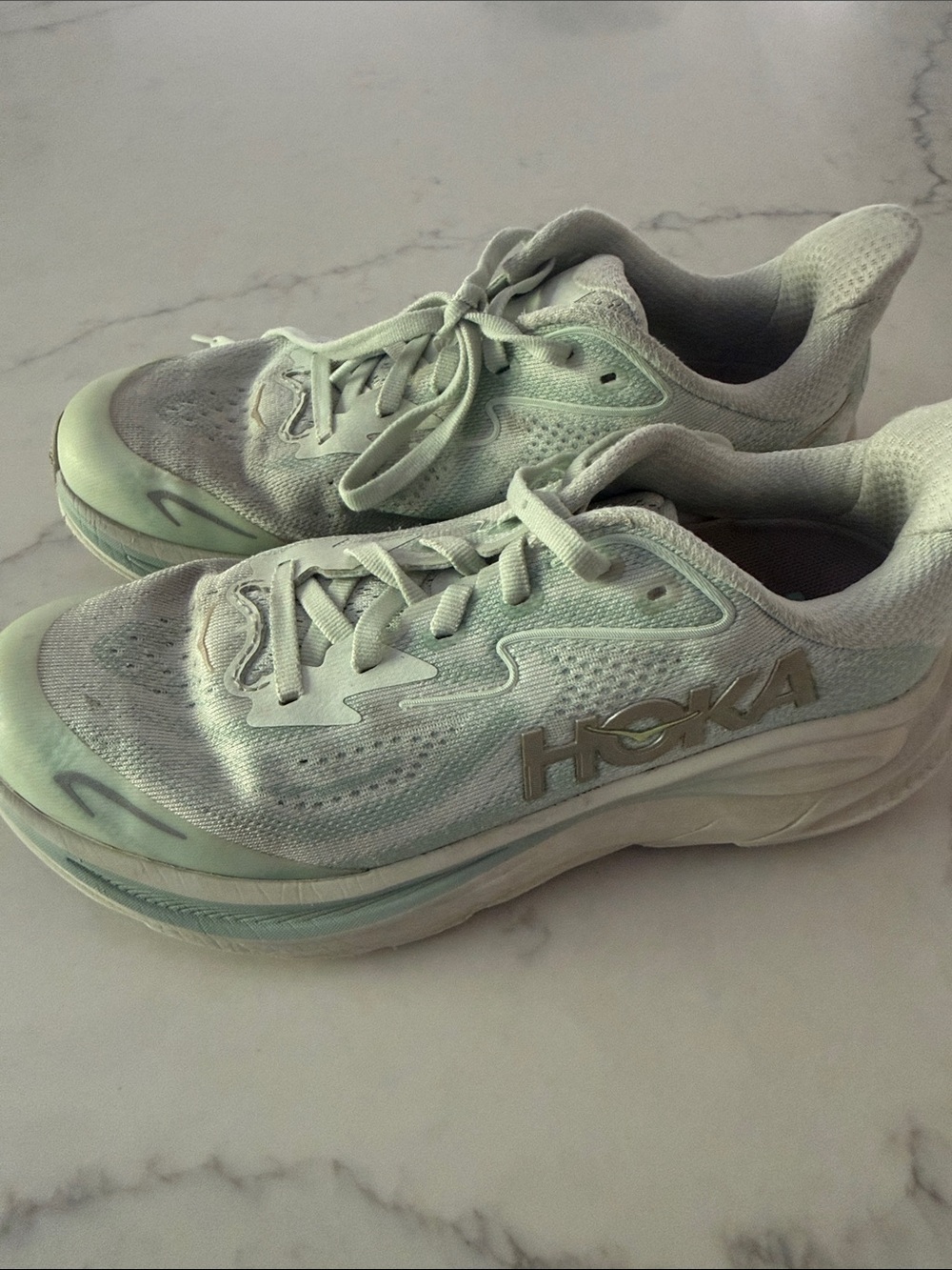 Hoka Womens Pale Mint Green Athletic Running Shoes